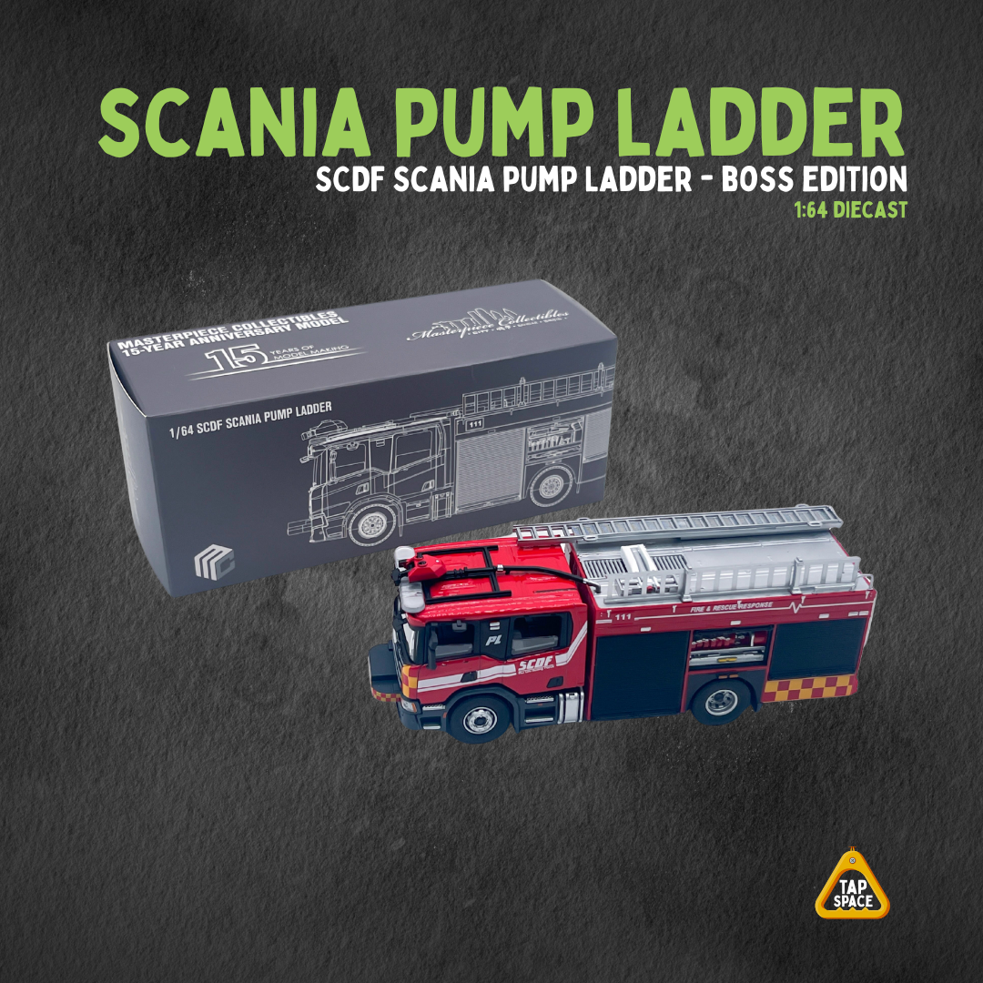 (MC) SCDF Scania Pump Ladder – Boss Edition (1:64 Diecast)