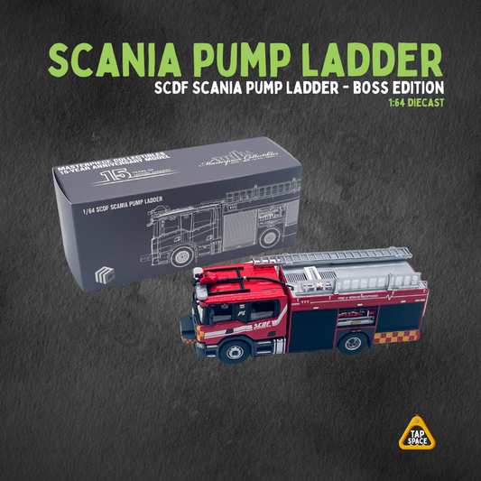 (MC) SCDF Scania Pump Ladder – Boss Edition (1:64 Diecast)