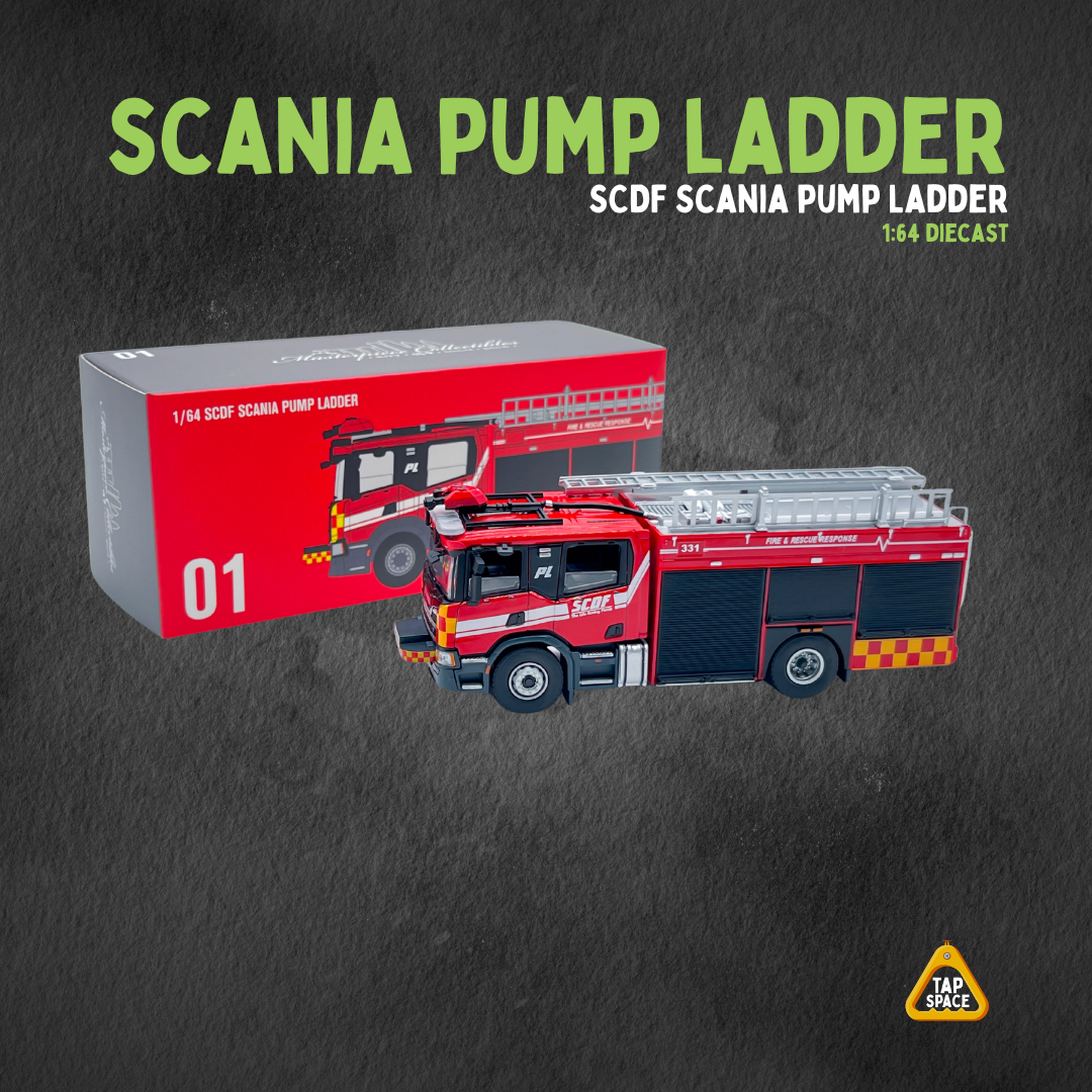 (MC) SG01 SCDF Scania Pump Ladder (1:64 Diecast)