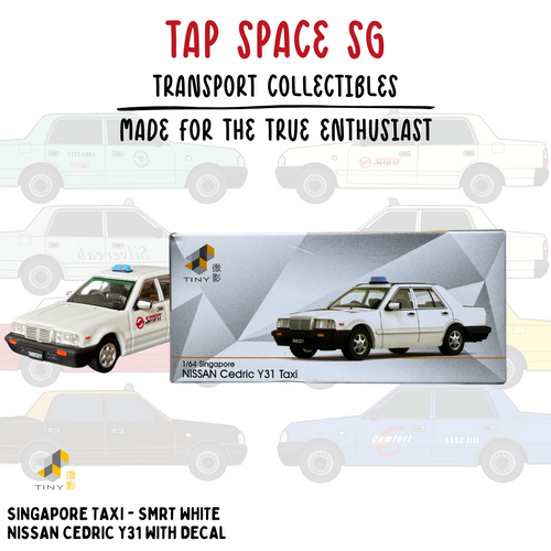 09 TINY Nissan Cedric Y31 Taxi – Die-Cast Edition (1/64 Scale)