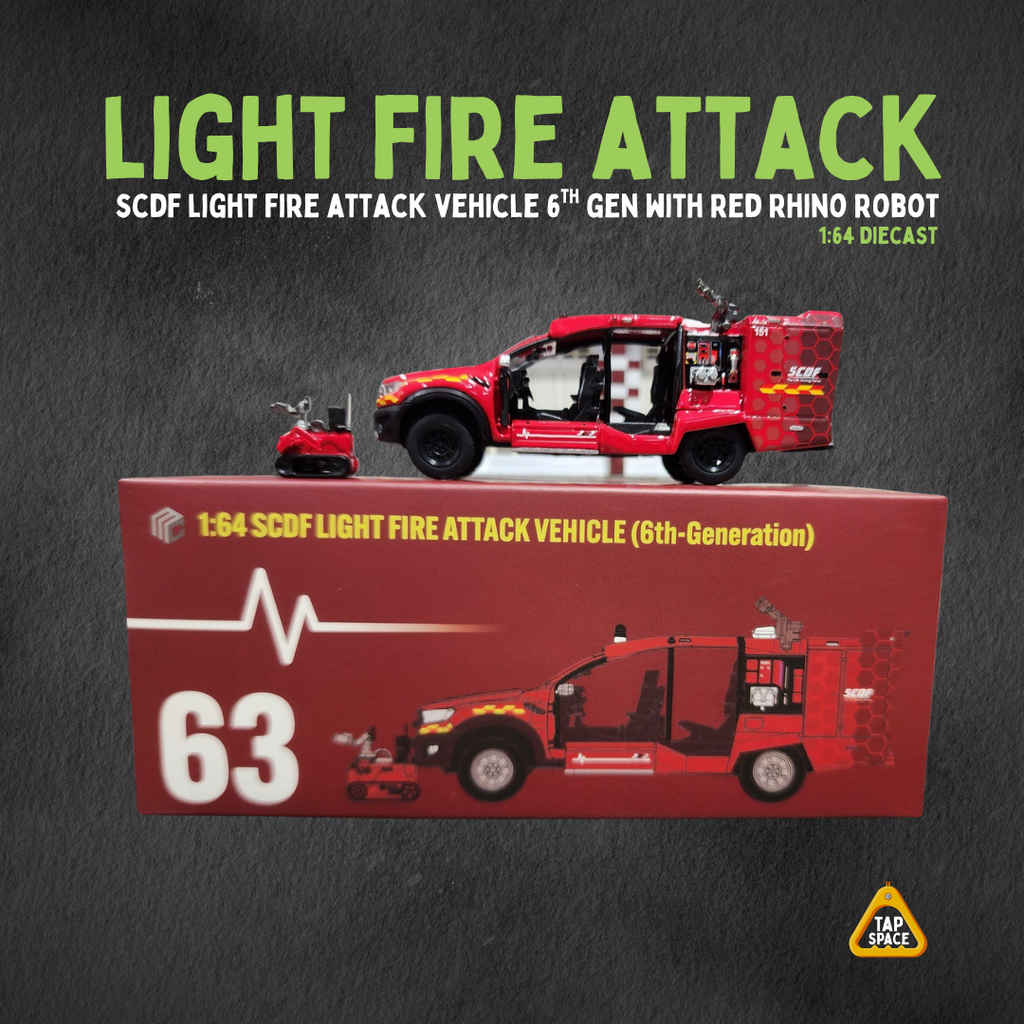 (MC) SG63 SCDF Light Fire Attack Vehicle (6th Gen) with Red Rhino Robot