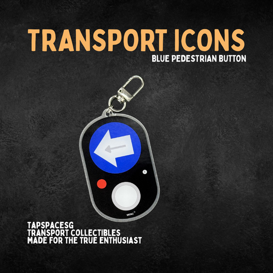 Blue Pedestrian Button Transport Icons Keychain