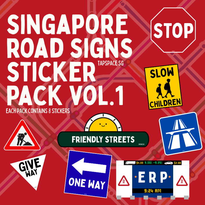 Singapore Road Signs Sticker Vol.1 Bundle Pack